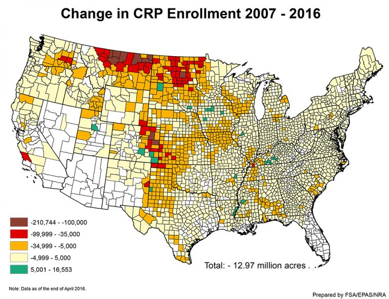 Decrease in CRP Acreage