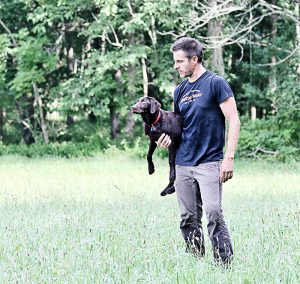 Bird dog and trainer