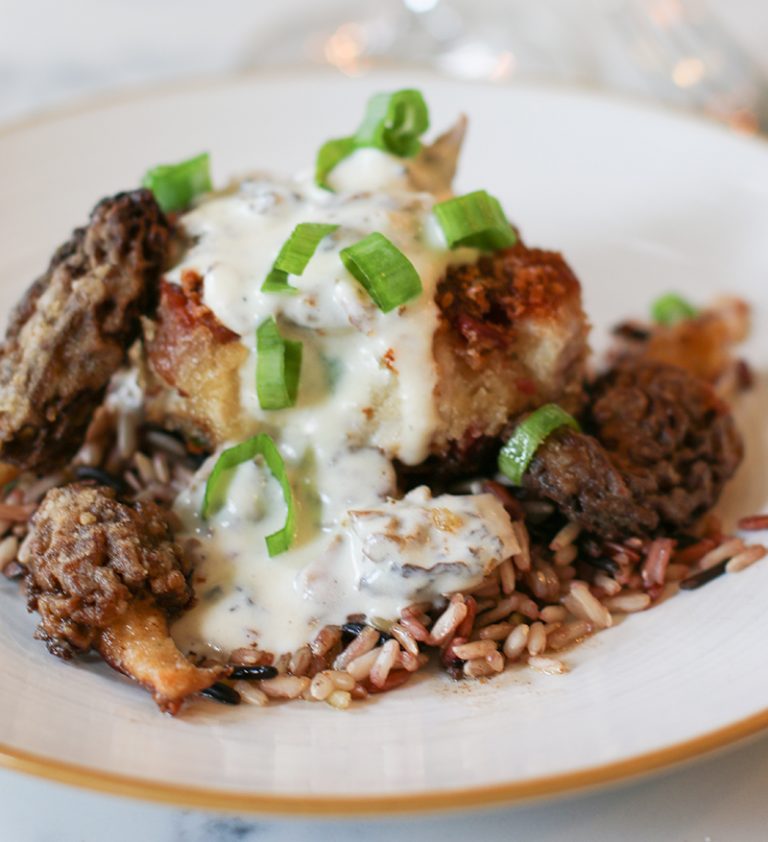 Rooster Cake with Morel Cream